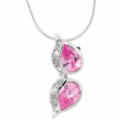 Sterling Silver Pink CZ and Simulated Diamond CZ Sunglasses Pendant