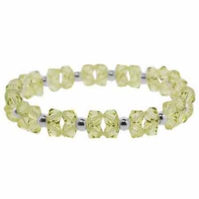 Sterling Silver Light Yellow Genuine Swarovski Element Crystal Cluster Beaded Bracelet