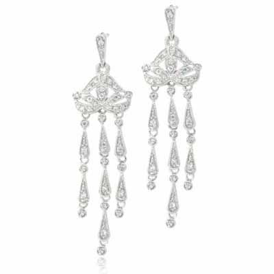 Sterling Silver CZ Vintage Chandelier Earrings