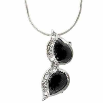 Sterling Silver Black and Simulated Diamond CZ Sunglasses Pendant