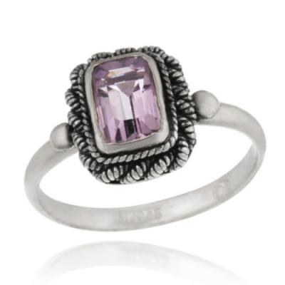 Sterling Silver Amethyst Rectangular Ring Size 10