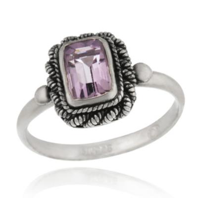 Sterling Silver Genuine Amethyst Ring Size 8