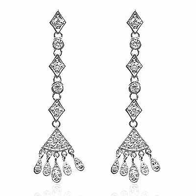 Sterling Silver CZ Chandelier Dangle Earrings
