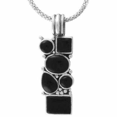 Sterling Silver Onyx Mosaic Pendant