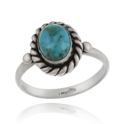 Sterling Silver Turquoise Vintage Solitaire Ring Size 8