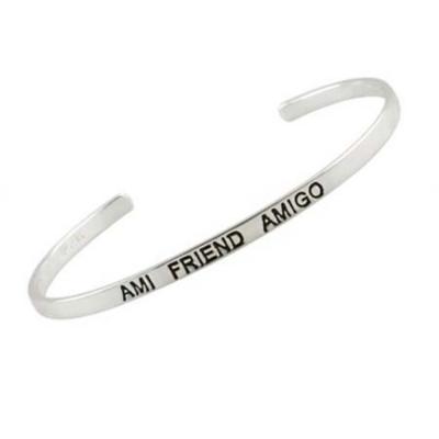 Sterling Silver Ami, Friend, Amigo Inspirational Cuff Bangle