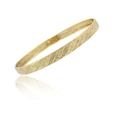 18k Gold over Sterling Silver Diamond-cut Flex Bangle