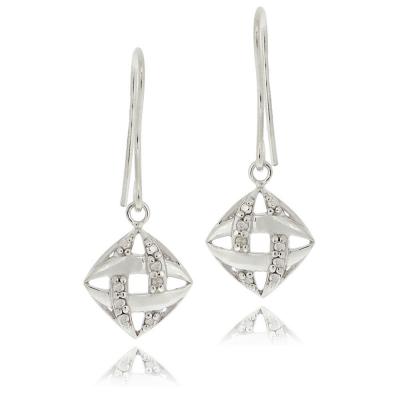 Sterling Silver Diamond Accent Woven Dangle Earrings