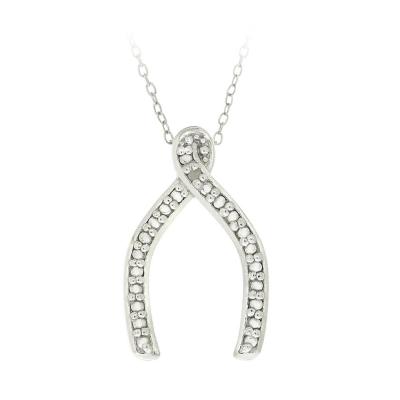 Sterling Silver Diamond Accent Wishbone Necklace
