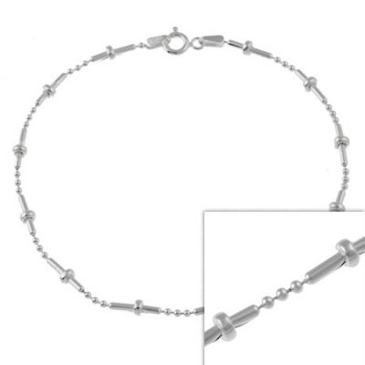 Sterling Silver 1.5mm Beads & Bars Chain Anklet 9'