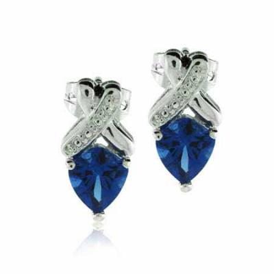 Sterling Silver Simulated Tanzanite CZ X Earrings