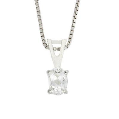 Sterling Silver Prong Set Simulated Diamond cz Small Oval Pendant