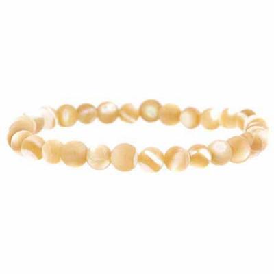Natural Mother Of Pearl 6mm Beaded Stretch Bracelet