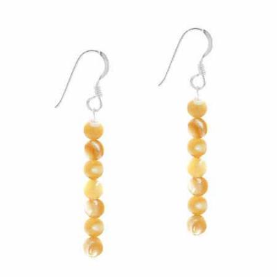 Sterling Silver Mother of Pearl Beaded Dangle Earrings