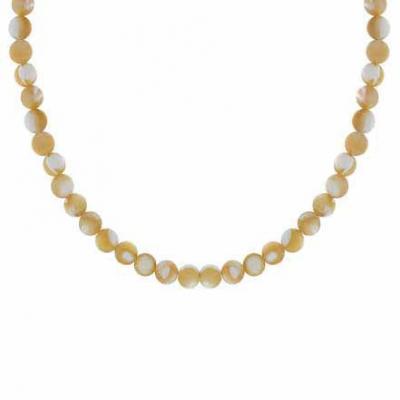 Sterling Silver 4mm Genuine Natural Mother of Pearl Stone Bead Beaded Chain 15-19' Necklace