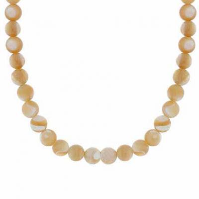 Sterling Silver 6mm Genuine Natural Mother Of Pearl Stone Bead Beaded Chain 15-19' Necklace