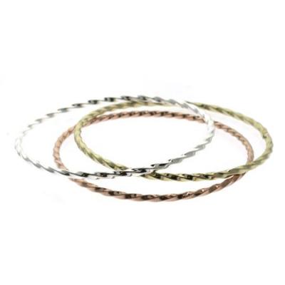 Sterling Silver Twisted Design Three In One Bangle Set