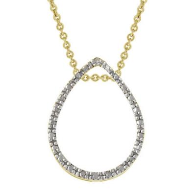 18k Gold over Silver Diamond Accented Teardrop Pendant