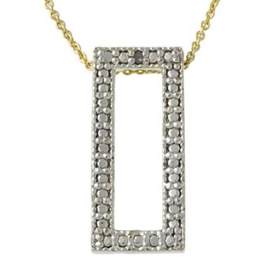 18k Gold over Silver Diamond Accented Rectangle Pendant