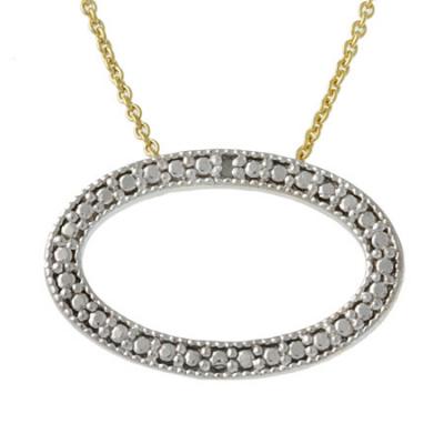 18k Gold over Silver Diamond Accented Oval Pendant