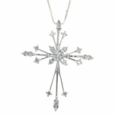 Sterling Silver CZ Elegant Cross Pendant