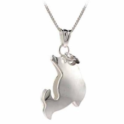 Sterling Silver Three Dimensional Leaping Dolphin Pendant