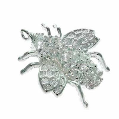 Sterling Silver Simulated Diamond cz Fly Pin/Pendant