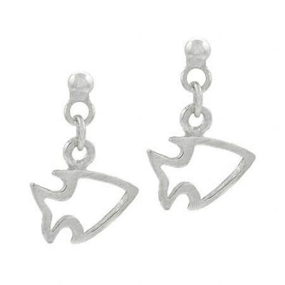 Sterling Silver Fish Silhouette Small Dangle Earrings