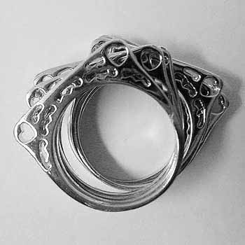Sterling Silver Stackable Square Ring Set Size 9