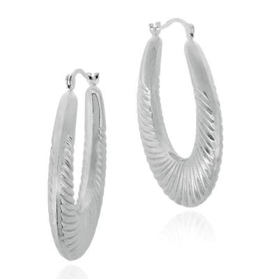 Sterling Silver Shrimp Design Oval Hoop Earrings