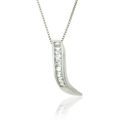 Sterling Silver .925 Channel Set Diamond cz Swirl Modern Pendant