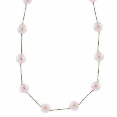 Sterling Silver Simulated Pink Pearl Necklace