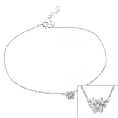 Sterling silver CZ Flower Anklet