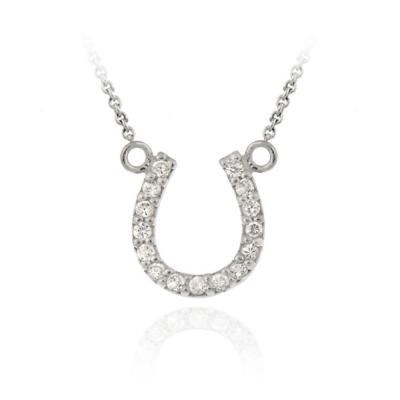 Sterling Silver Designer-Inspired CZ Horseshoe Necklace