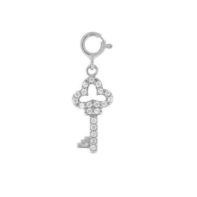 Sterling Silver Designer-Inspired CZ Key Charm