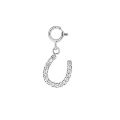 Sterling Silver Designer-Inspired CZ Horeshoe Charm