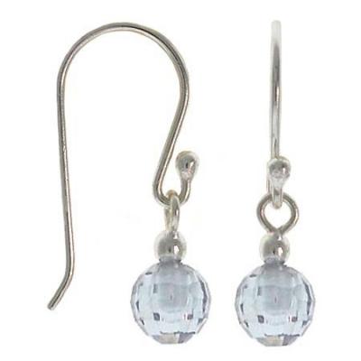 Sterling Silver Briolette-Cut Lavender CZ Round Dangle Earrings
