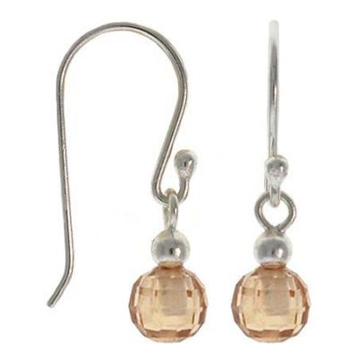 Sterling Silver Champagne CZ Disc Dangle Earrings