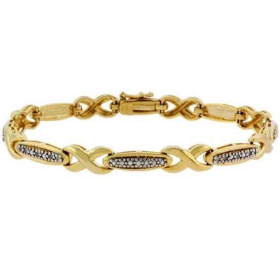 18k Gold over Silver Diamond Accent X Link Bracelet
