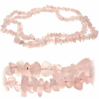 Genuine Semiprecious Rose Quartz Chip 34 inch Strand