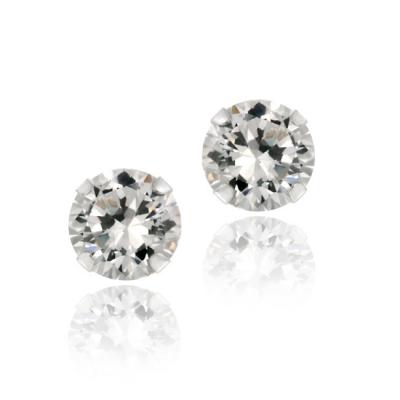 14k White Gold 5mm Round CZ Stud Earrings