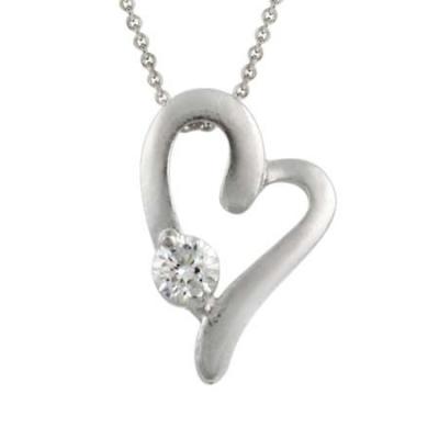 Sterling Silver Romantic CZ Heart Pendant