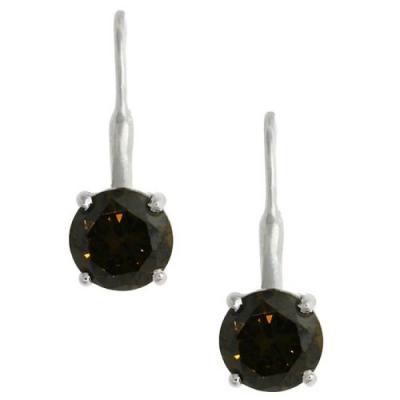 Sterling Silver Round Olive CZ Leverback Earring