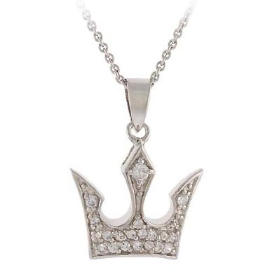 Sterling Silver CZ Crown Novelty Pendant