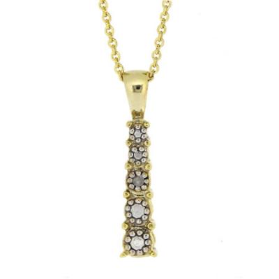 18k Gold Over Silver Graduating Diamond Accent Journey Pendant