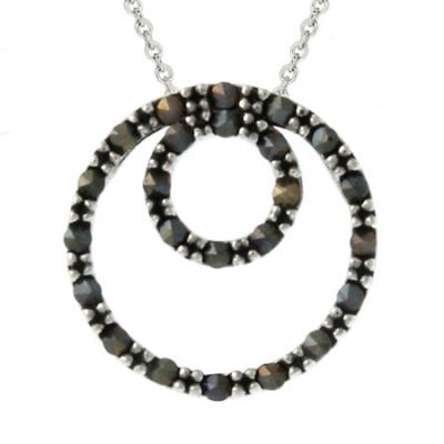 Sterling Silver Marcasite Double Circle Eternity Pendant