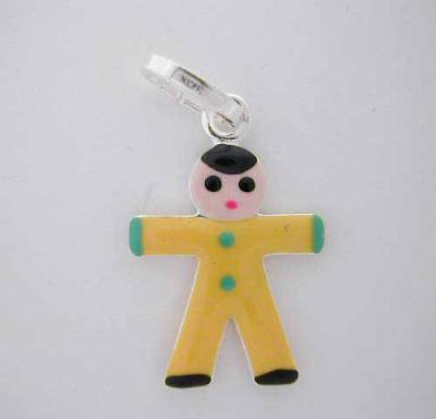 Silver Enamel Yellow BOY CHARM man ITALY