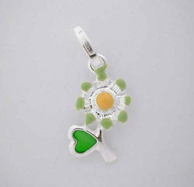 * FLOWER CHARM * Heart Silver Enamel ITALY