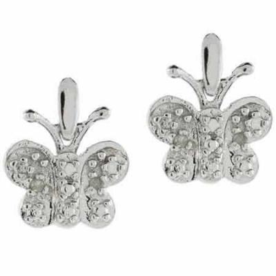 Sterling Silver Diamond Accent Butterfly Earrings