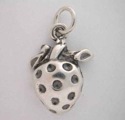 Silver STRAWBERRY CHARM charms Cute